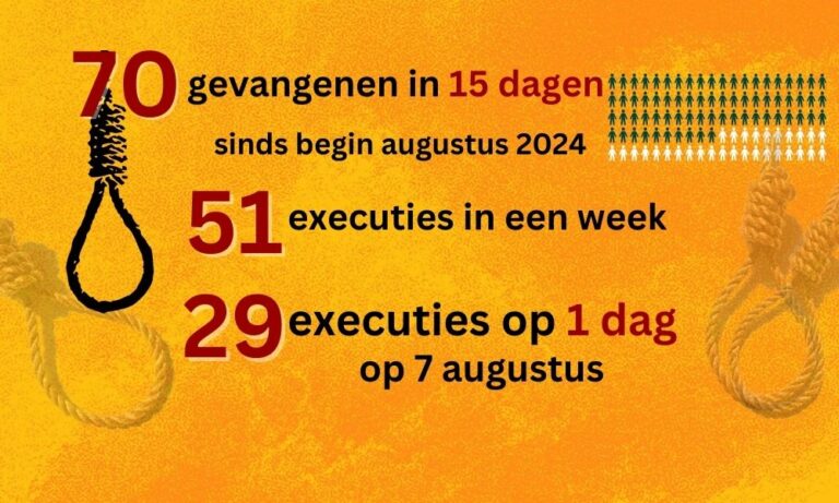Executie van 70 gevangenen in 15 dagen sinds begin augustus 2024